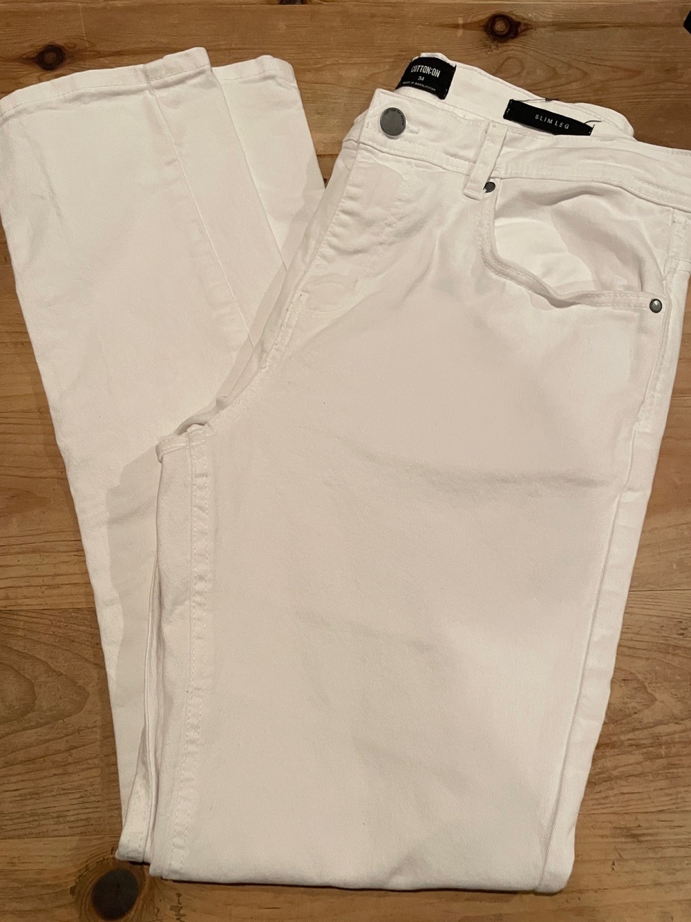 Cotton on Crisp White cotton Denim Slim Leg Jeans Beach Casual western vacay 34